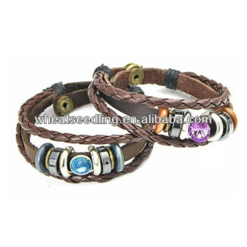 Fashion Multilayers Leather Bracelets Crystal Bracelets And Bangles For Lovers